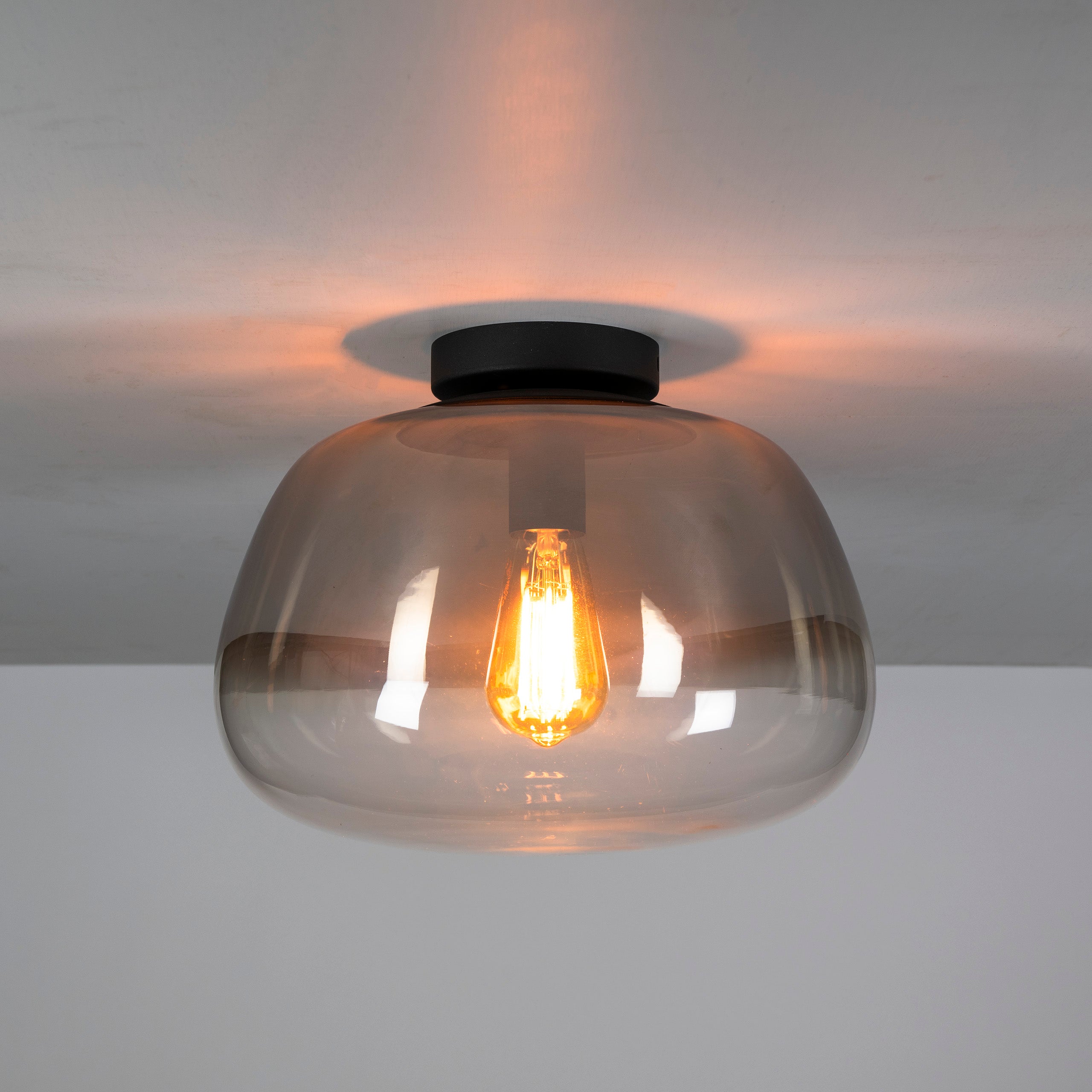 Plafondlamp „Lunara“ – glazen lamp met getint kap