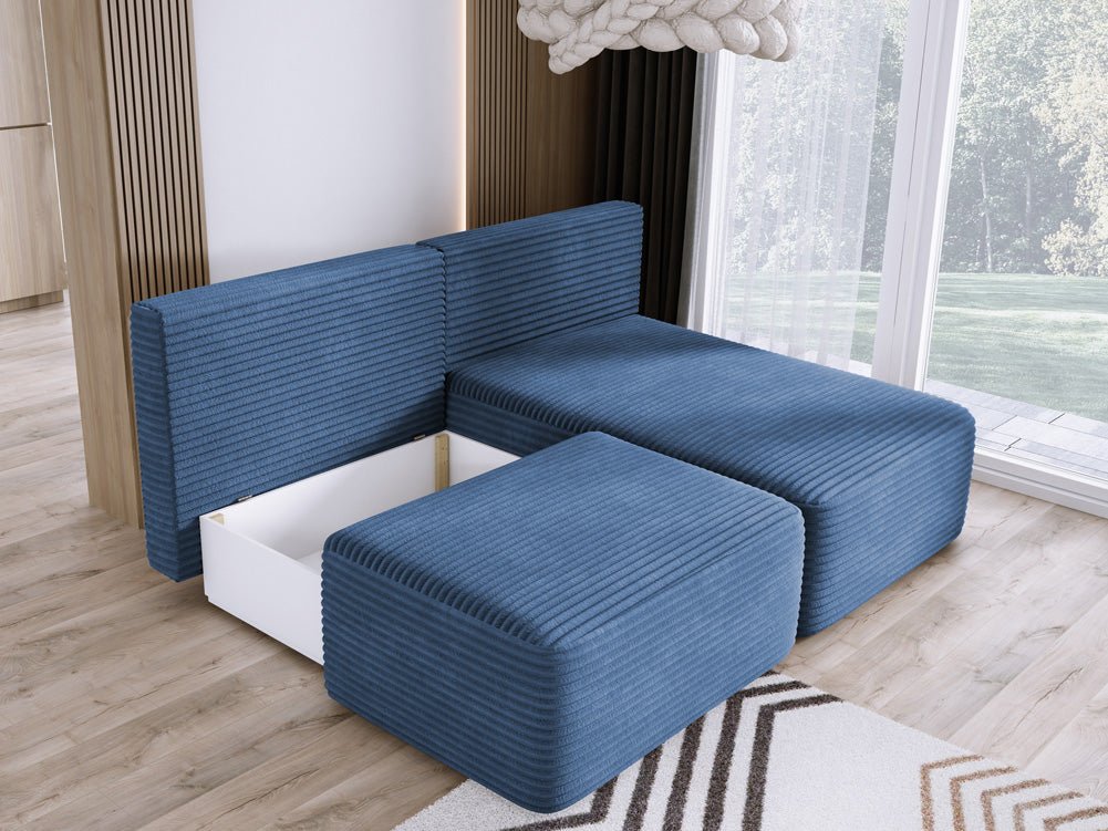 Designbank Tilia Ribstof met slaapfunctie en opbergruimte