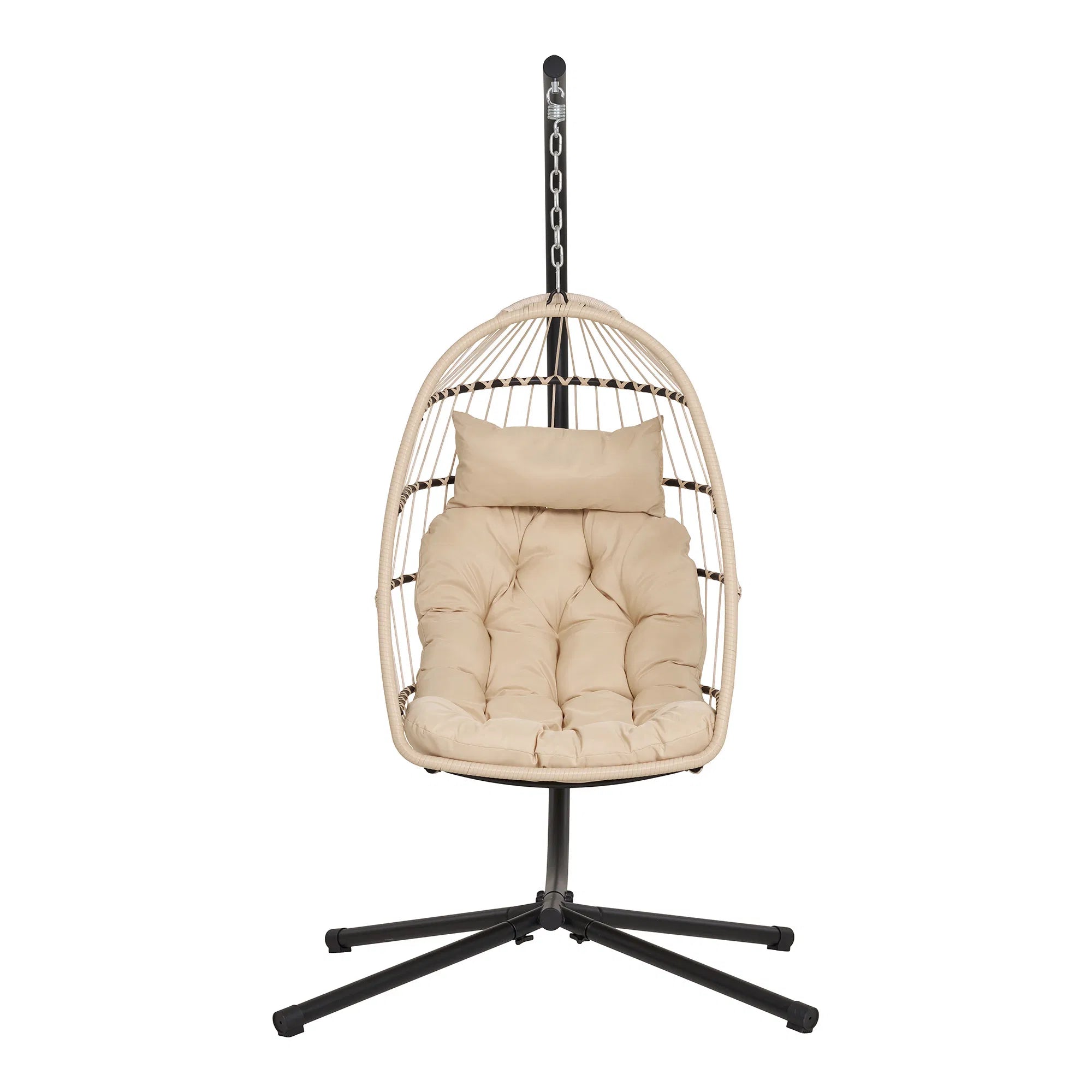 Fauteuil suspendu de jardin Valora - en rotin PE beige