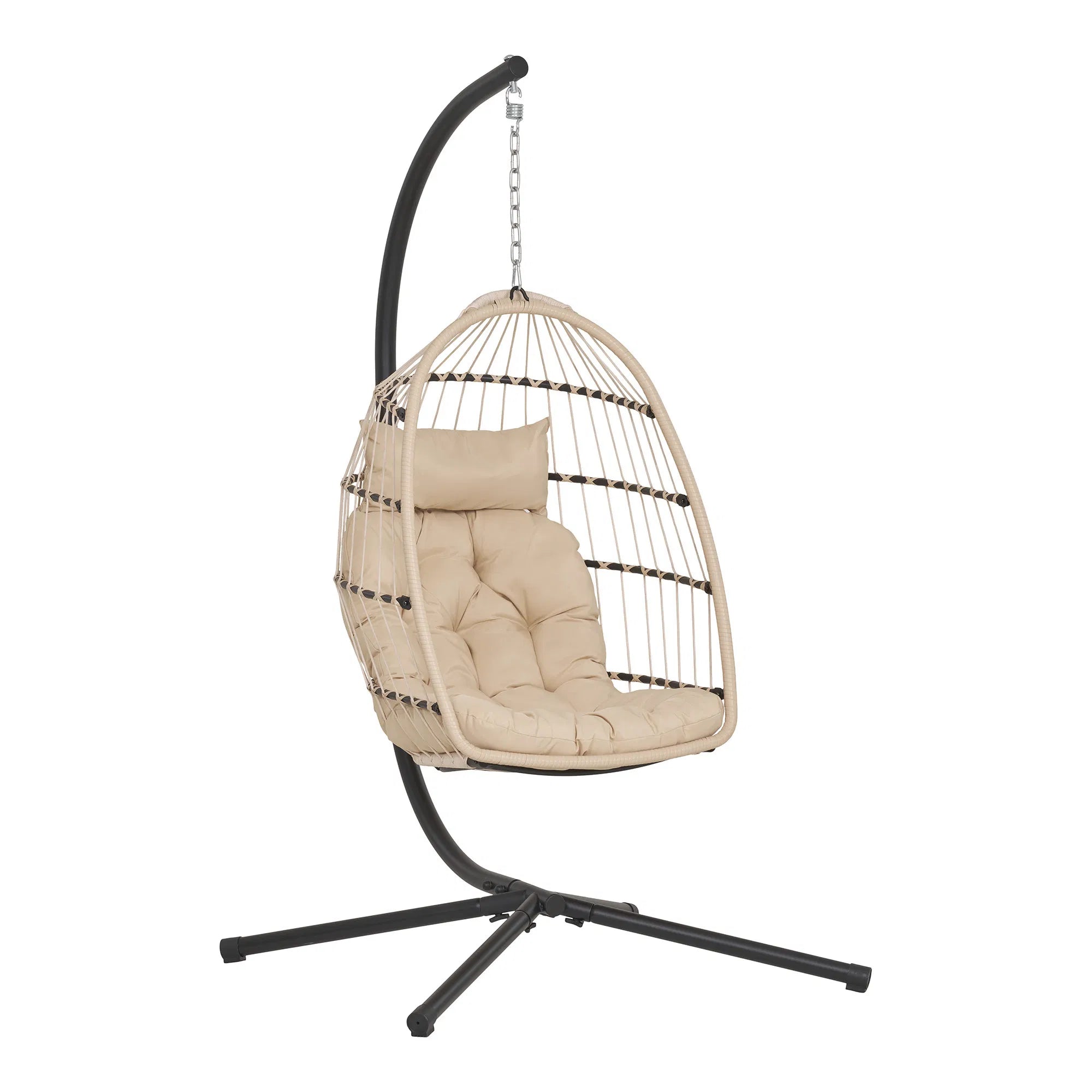 Fauteuil suspendu de jardin Valora - en rotin PE beige