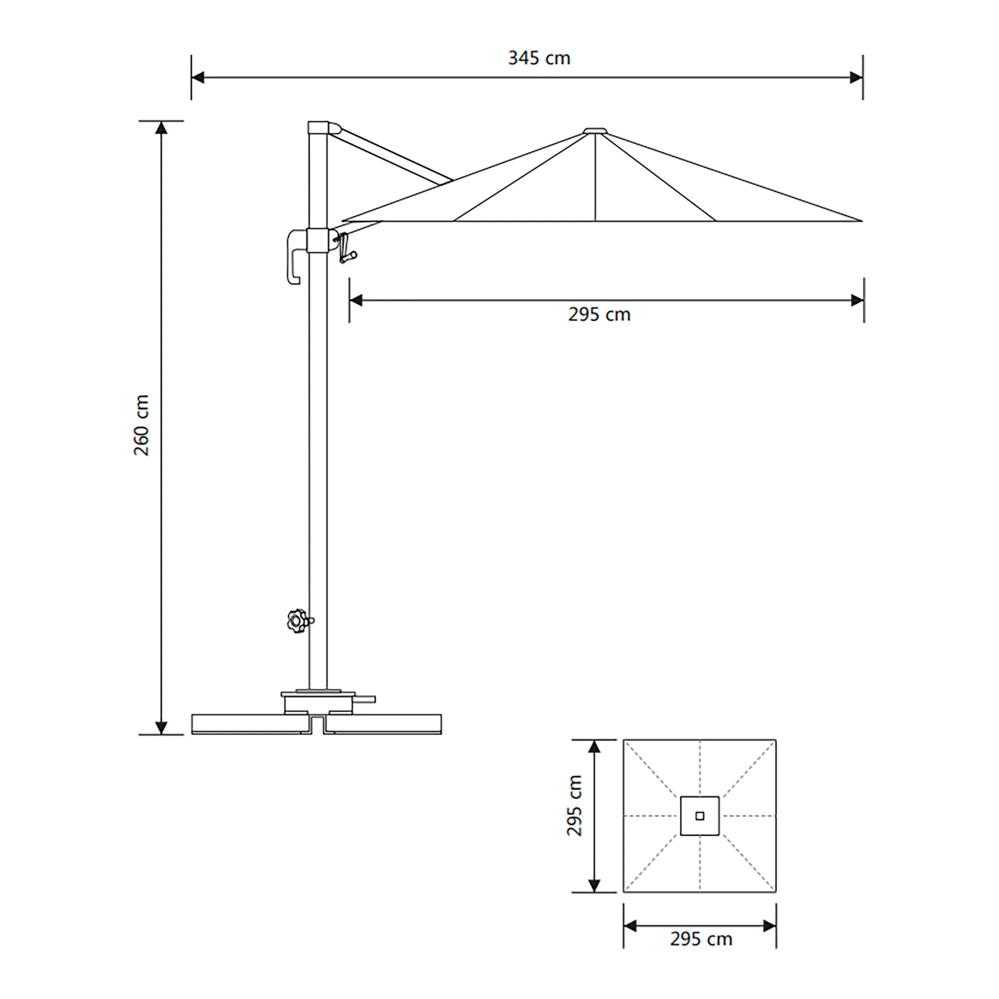 Parasol de jardin Solvien – de forme carrée noire