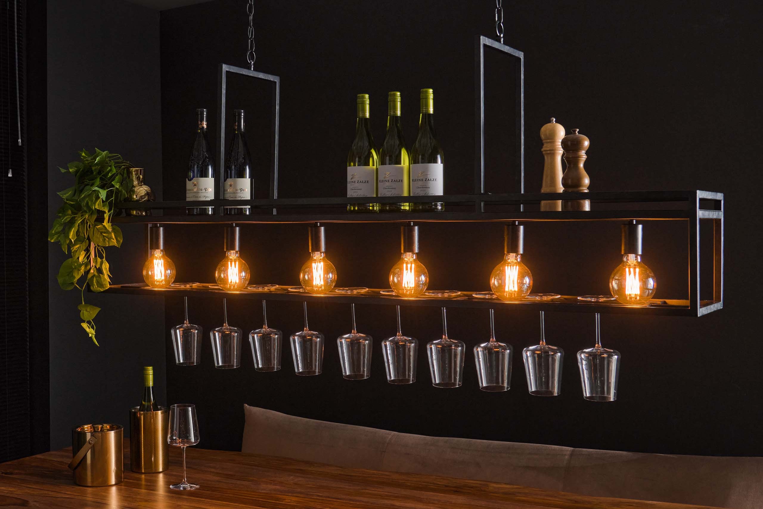 Pendelleuchte "Talor“ – 6 Fassungen mit robustem Metallgestell in Kohlegrau