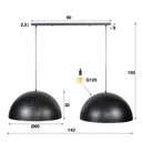 Suspension Elandra – 2 lampes avec abat-jour en forme de dôme de 60cm en gris foncé