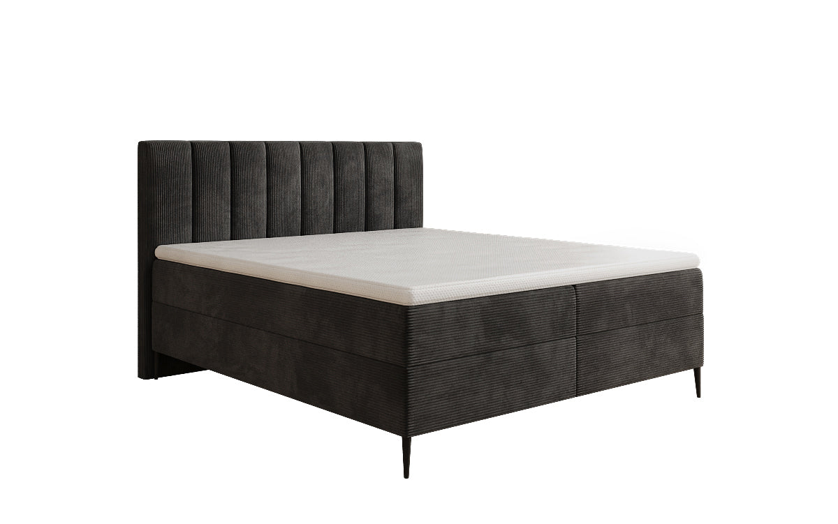 Boxspringbett Lucca in Cord mit Stauraum und Füßen