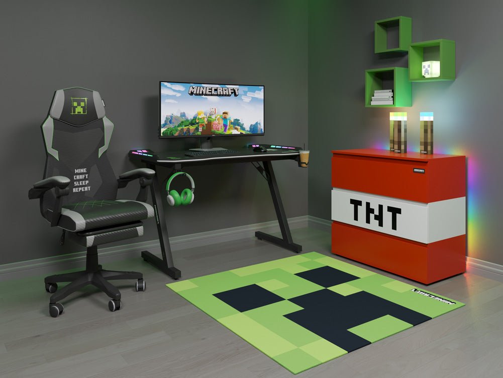 Minecraft Gaming Tafel „EnderCraft“ – met LED, beker- & headsethouder
