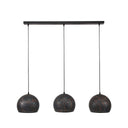 Pendelleuchte "Veloria – Mit 3 perforierten Kugelschirmen aus Metall in Schwarz-Bronze