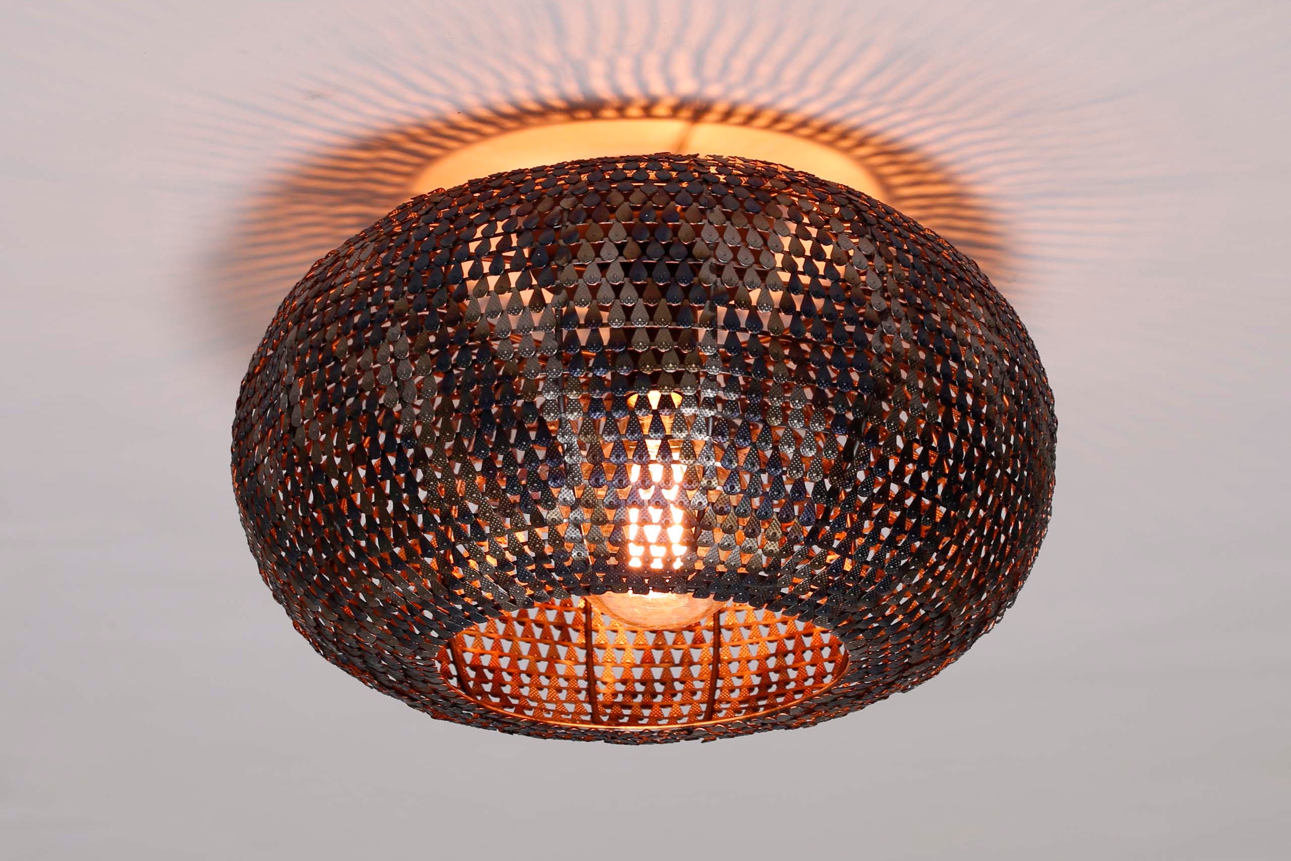 Plafondlamp „Ferox“ – metalen lamp in zwartbruin