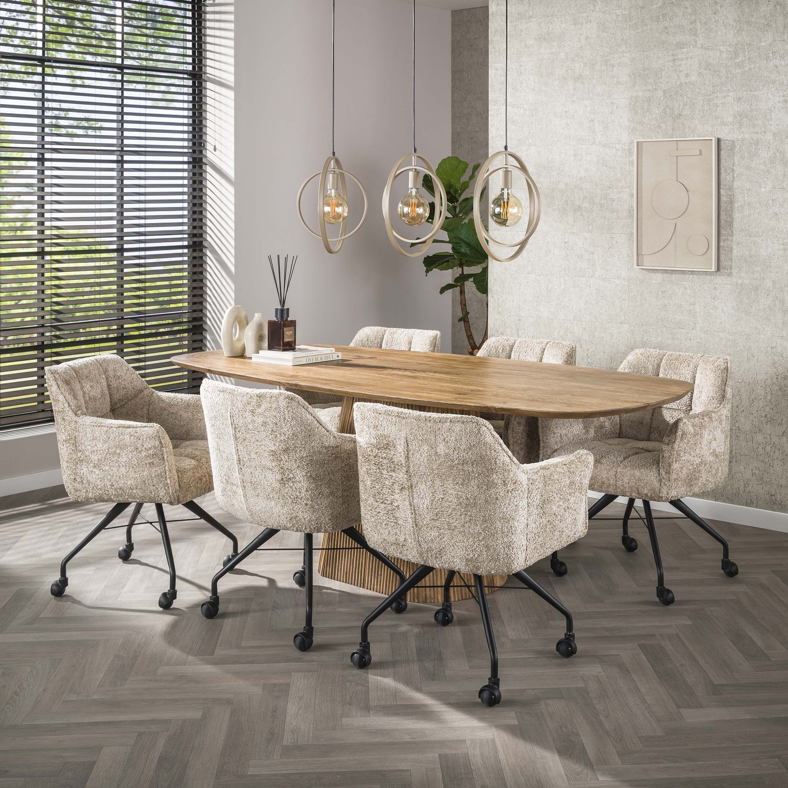 Pendelleuchte Rotaro Line – Lineares Ringdesign in Anthrazit oder Beige (3-flammig)