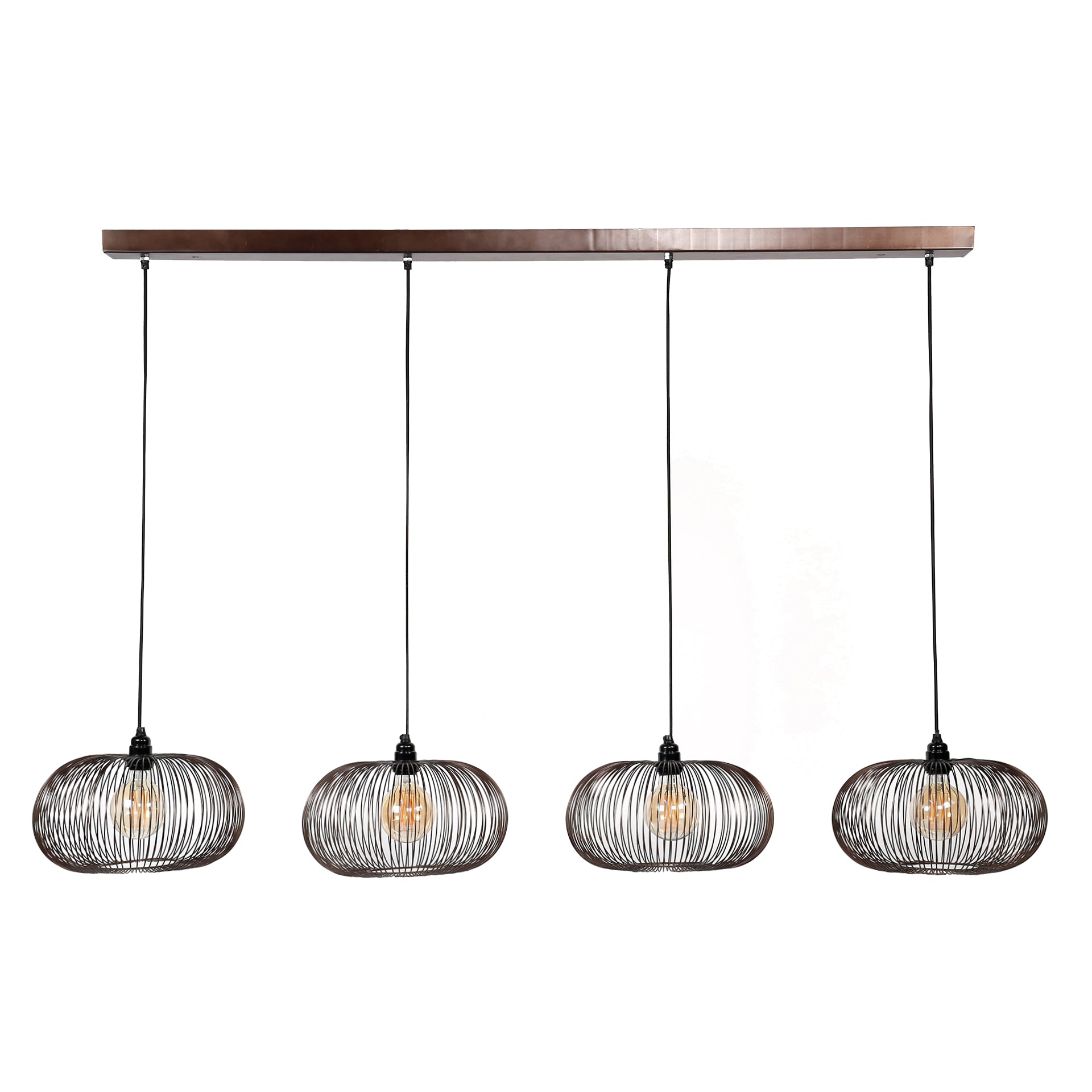 Hanglamp Aurex Quad – Metalen schijven in zwartnikkel met gouden accenten (4-lichts)