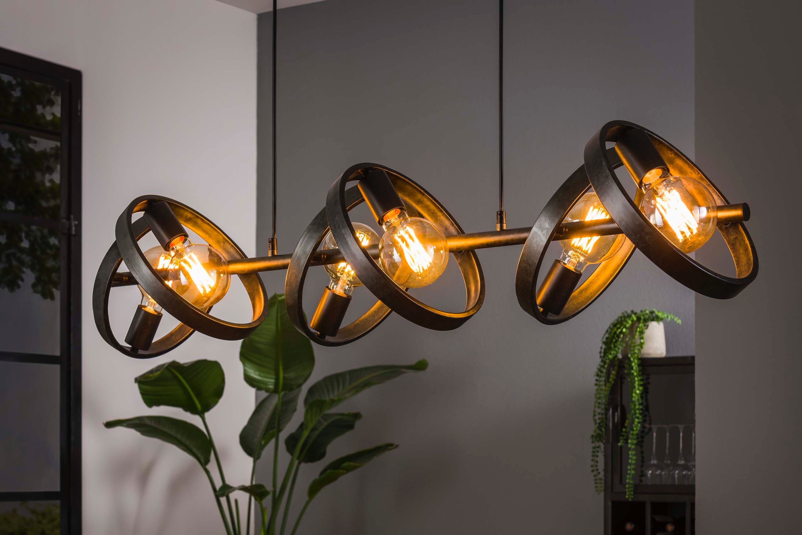 Hanglamp Arkon – metalen frame in steenkoolkleur met industriële uitstraling (6-lichts)