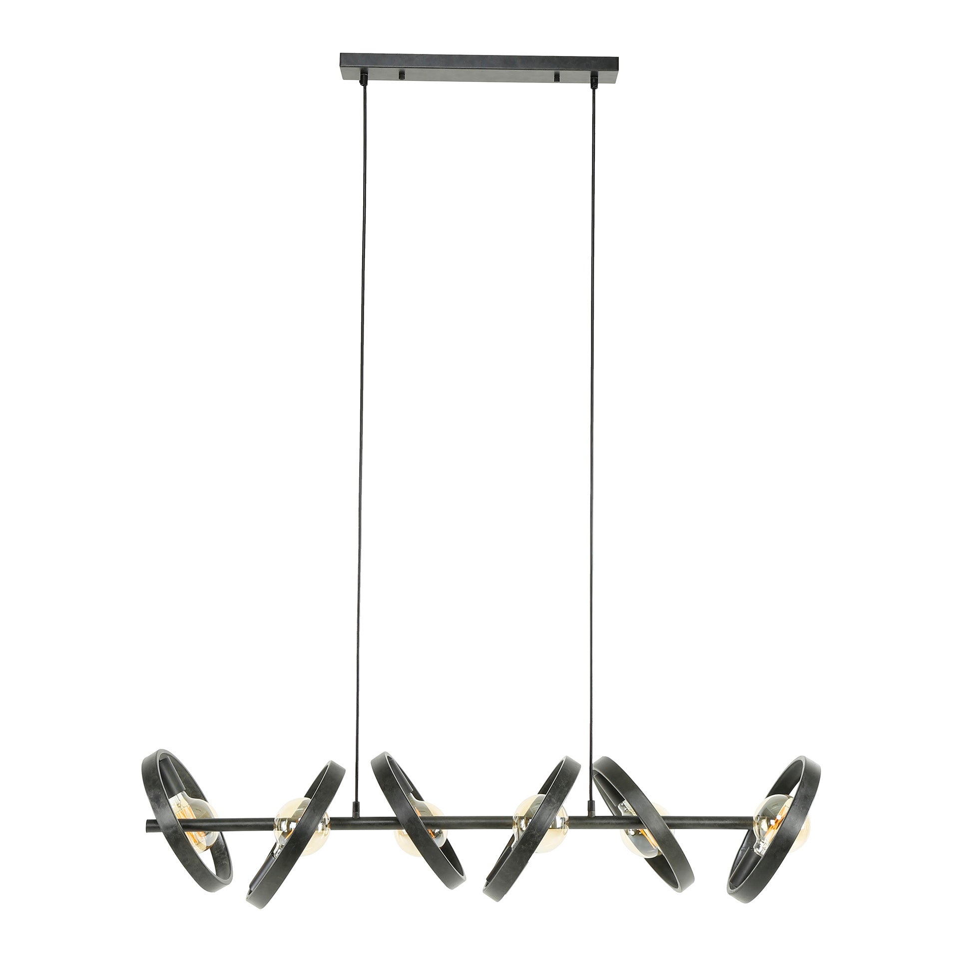Hanglamp Arkon – metalen frame in steenkoolkleur met industriële uitstraling (6-lichts)