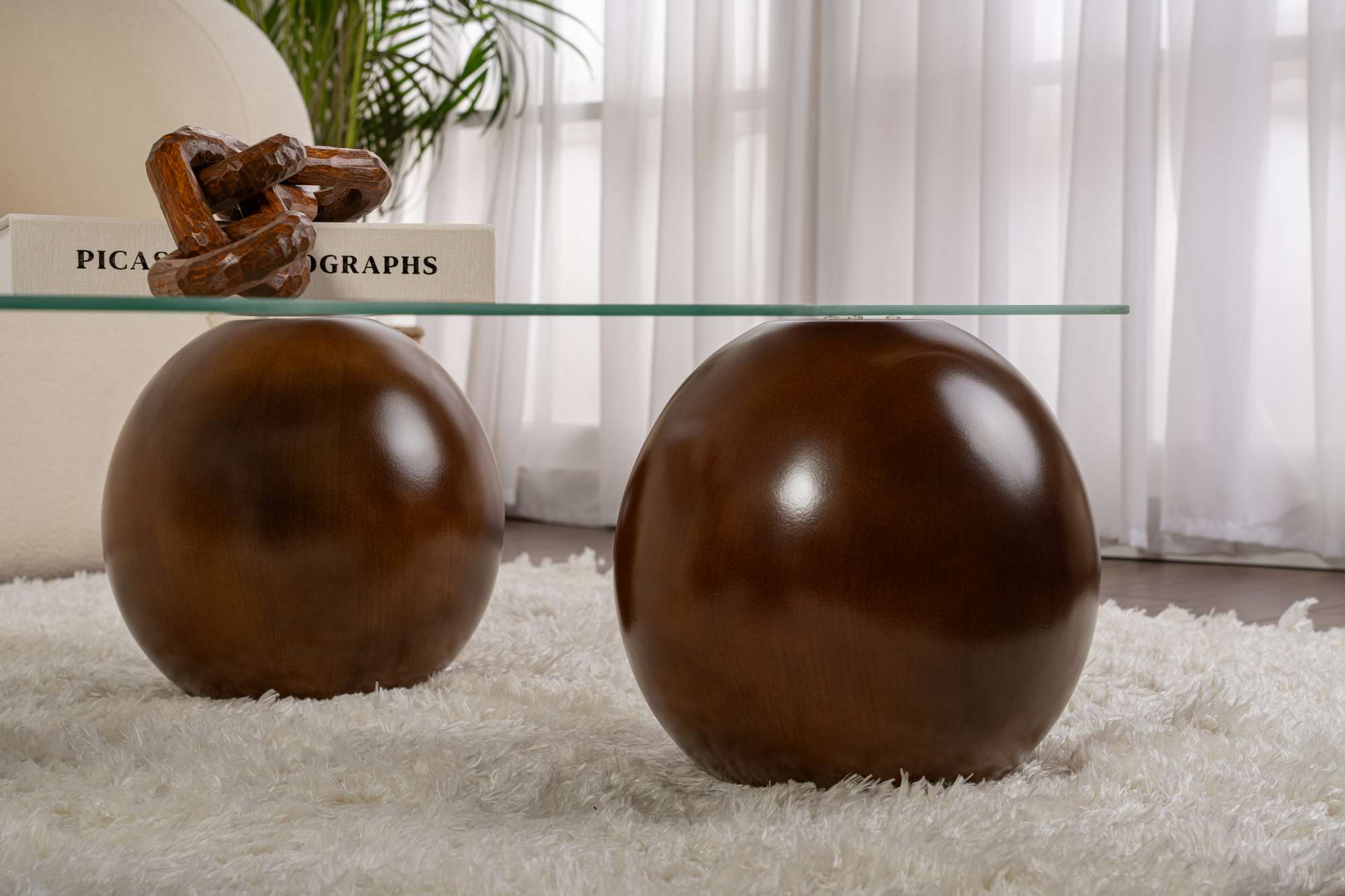 Salontafel Trevano - gehard tafelglasplaat met golvende silhouet