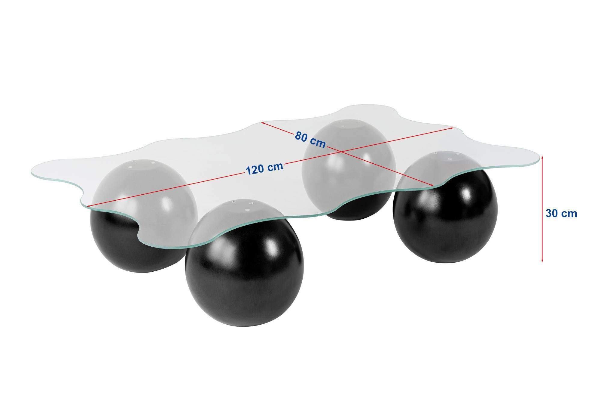 Salontafel Trevano - gehard tafelglasplaat met golvende silhouet