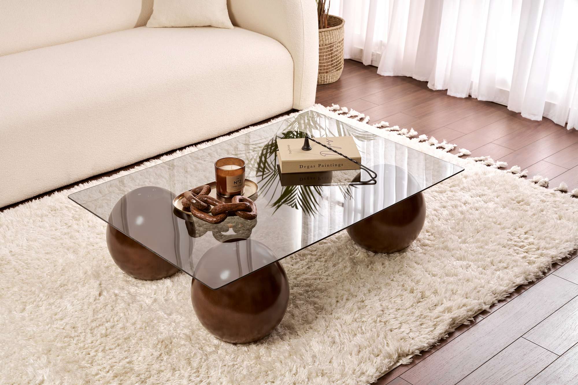 Table basse Pavello - avec plateau en verre trempé rectangulaire