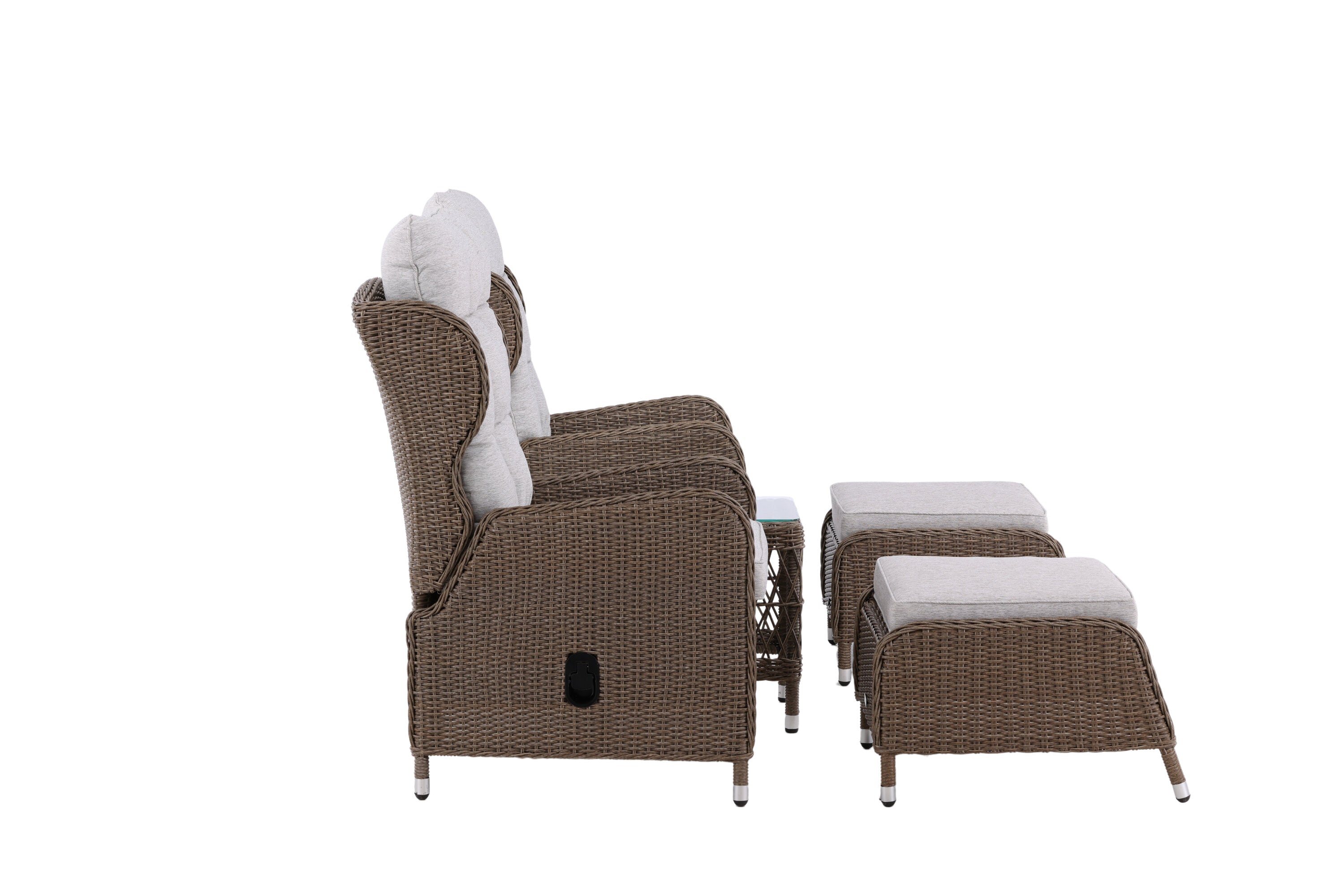Ensemble lounge de jardin Lenox - en naturel avec dossier réglable