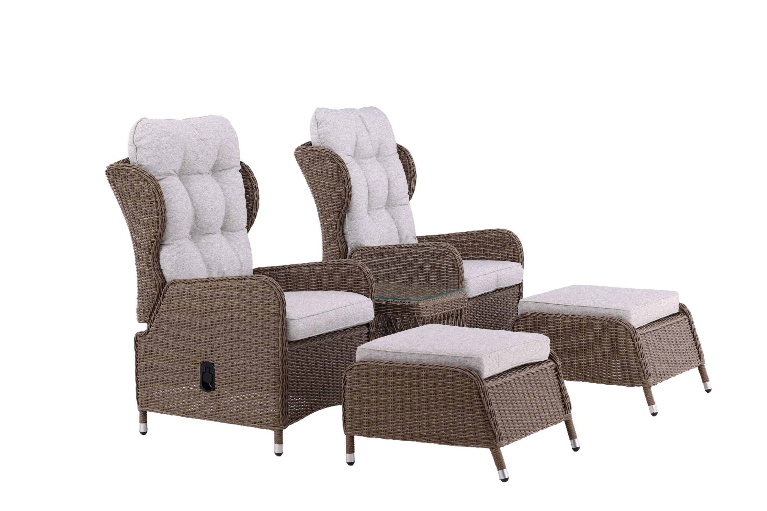 Ensemble lounge de jardin Lenox - en naturel avec dossier réglable