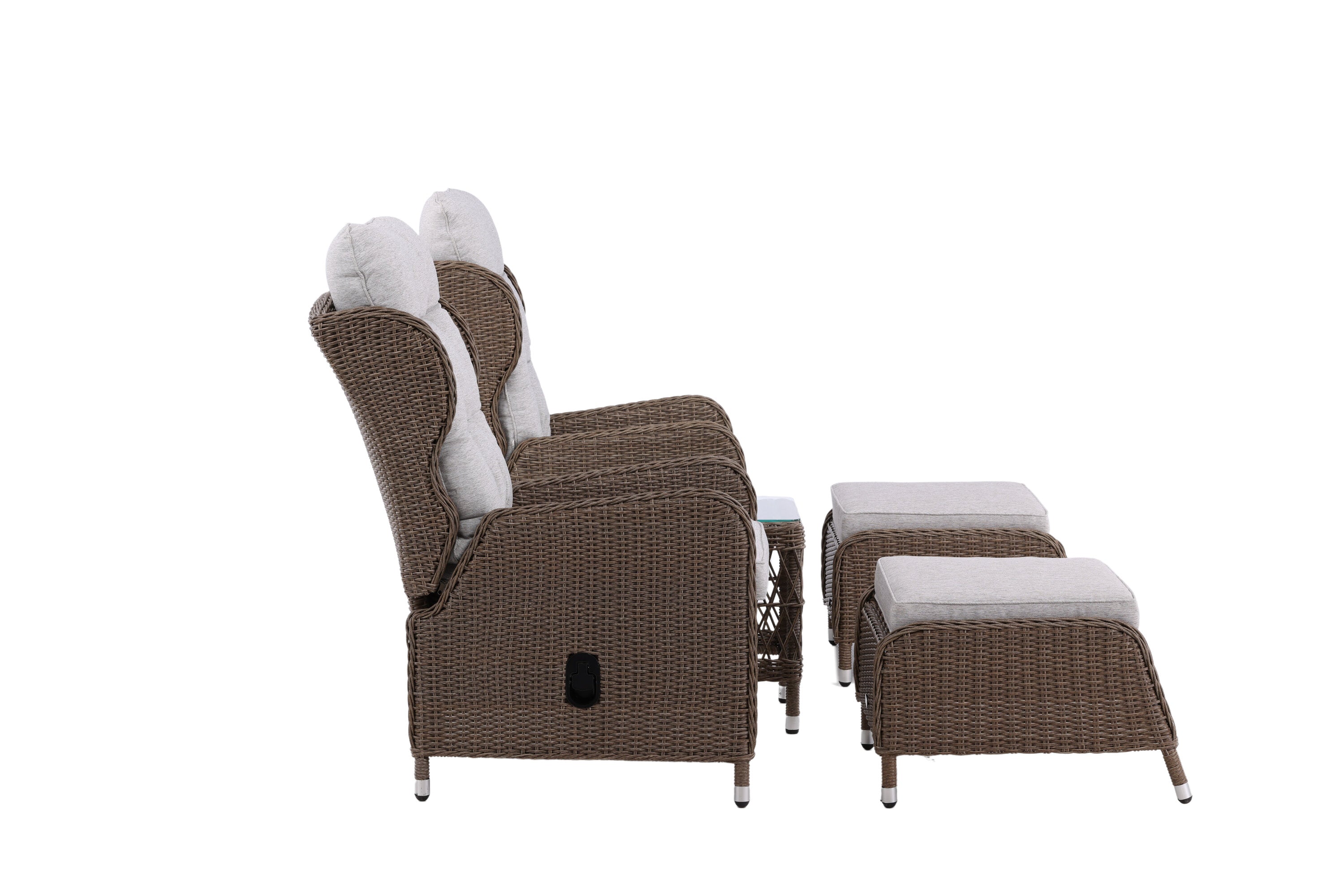 Ensemble lounge de jardin Lenox - en naturel avec dossier réglable