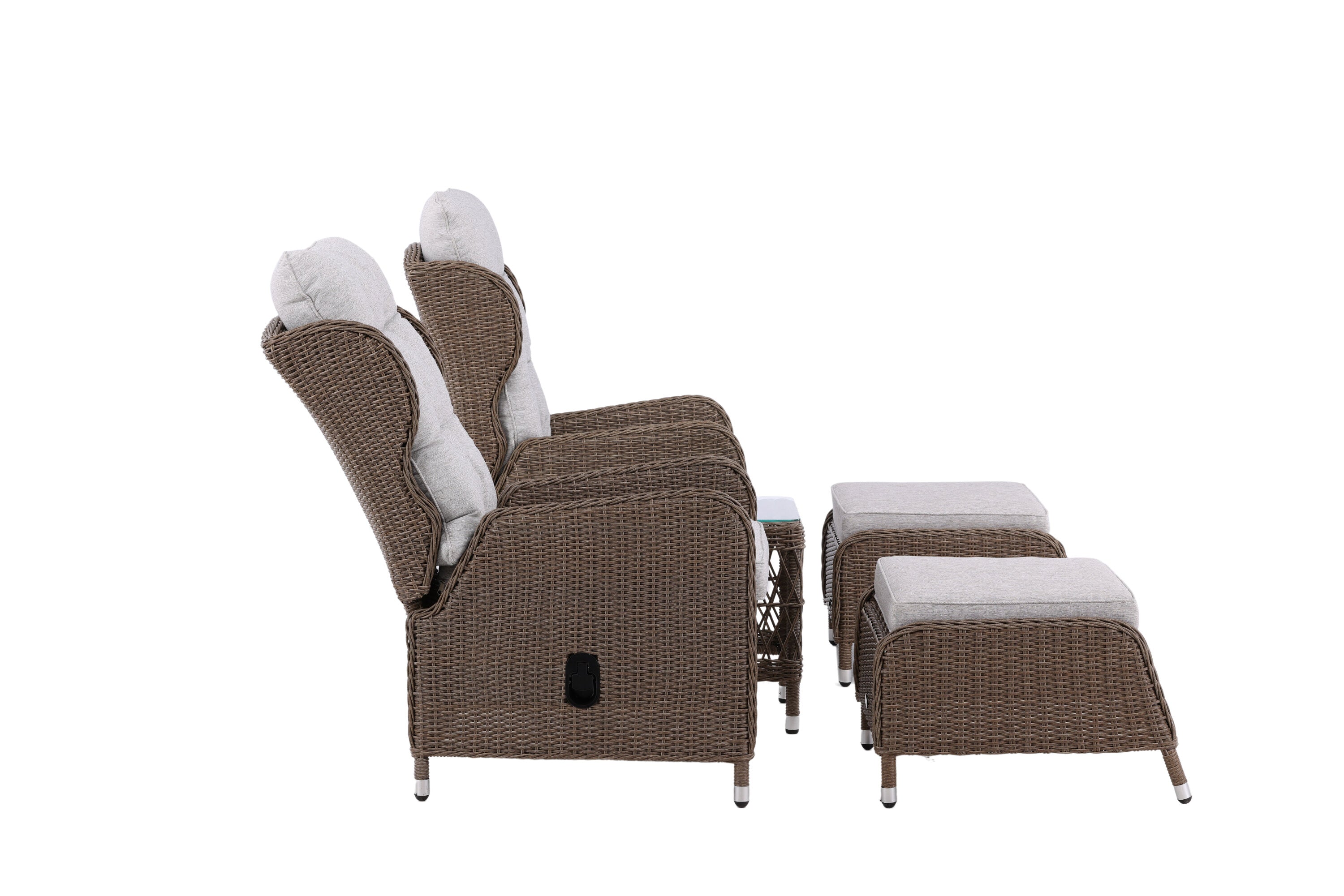 Ensemble lounge de jardin Lenox - en naturel avec dossier réglable