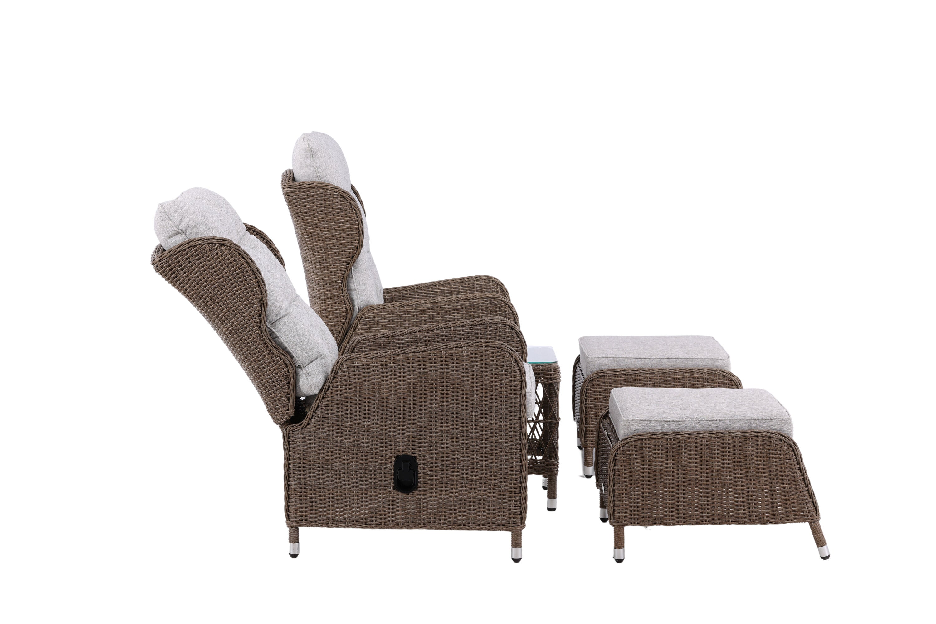 Ensemble lounge de jardin Lenox - en naturel avec dossier réglable