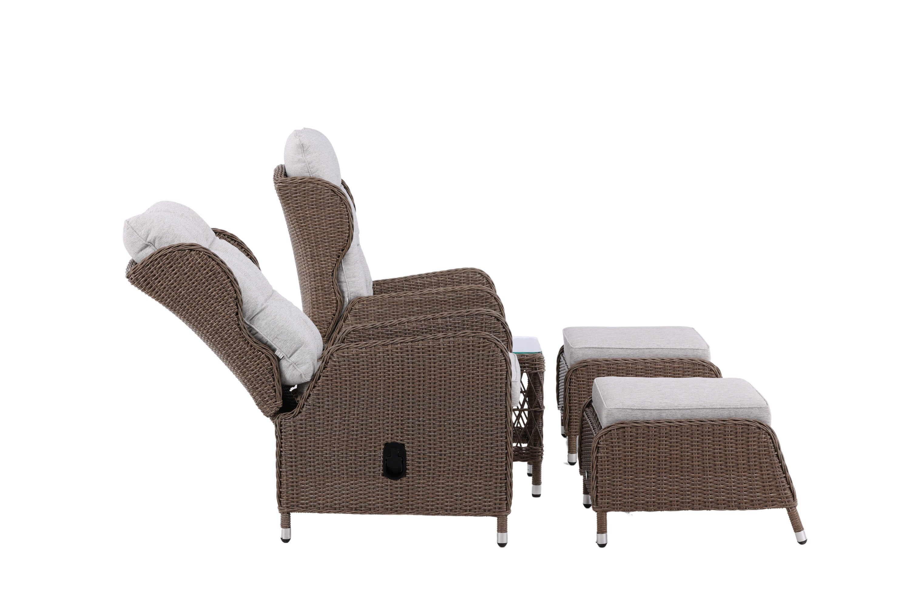 Ensemble lounge de jardin Lenox - en naturel avec dossier réglable