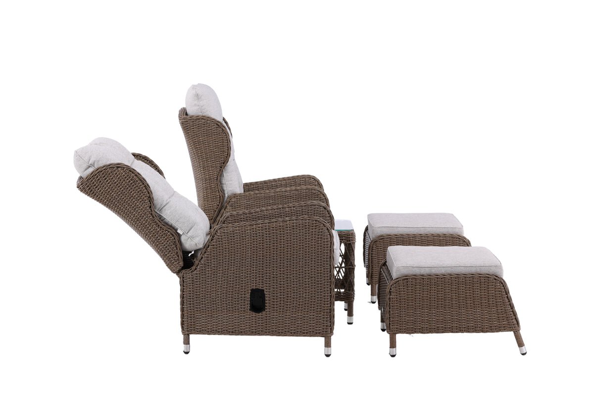 Ensemble lounge de jardin Lenox - en naturel avec dossier réglable