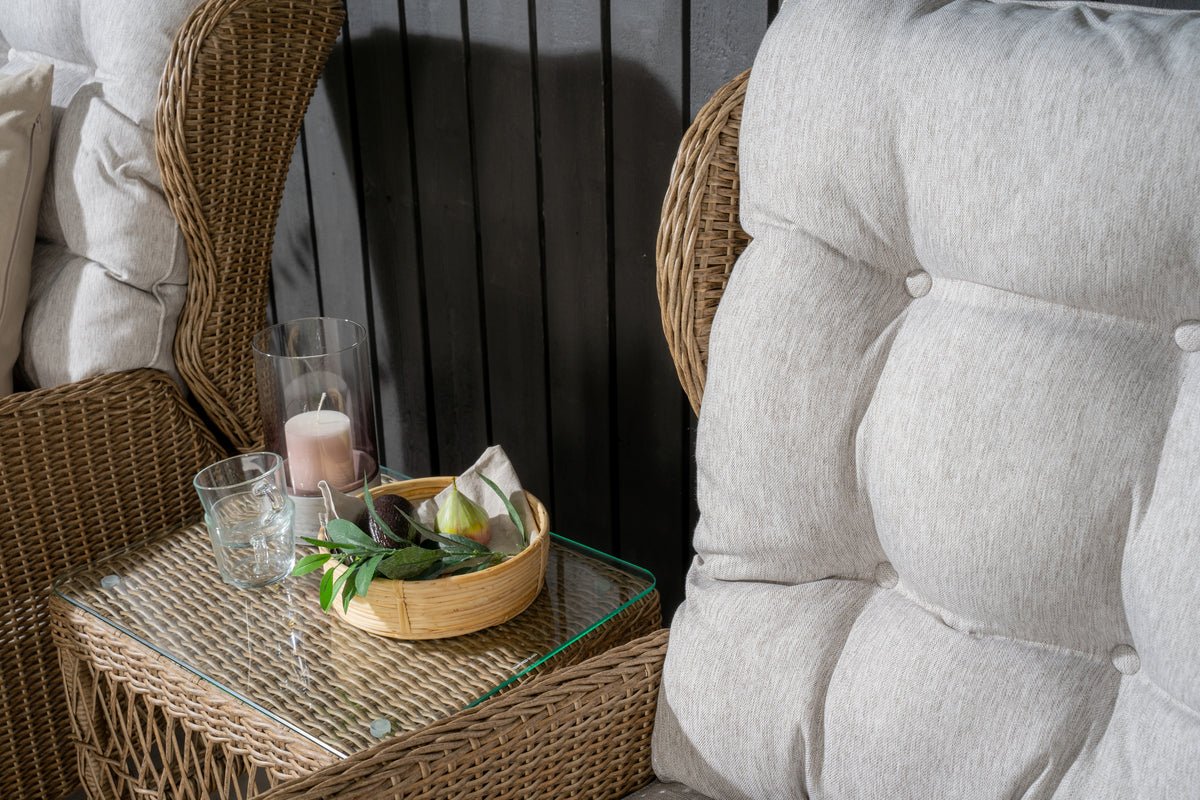 Ensemble lounge de jardin Lenox - en naturel avec dossier réglable