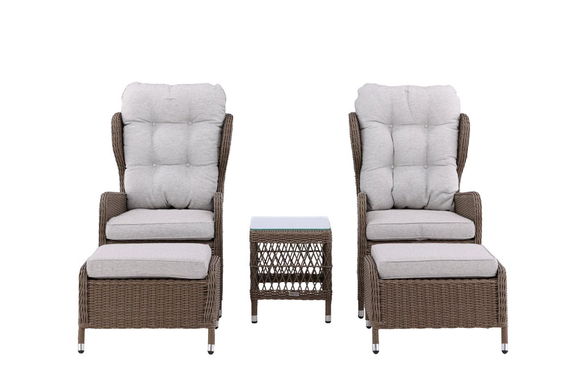 Ensemble lounge de jardin Lenox - en naturel avec dossier réglable