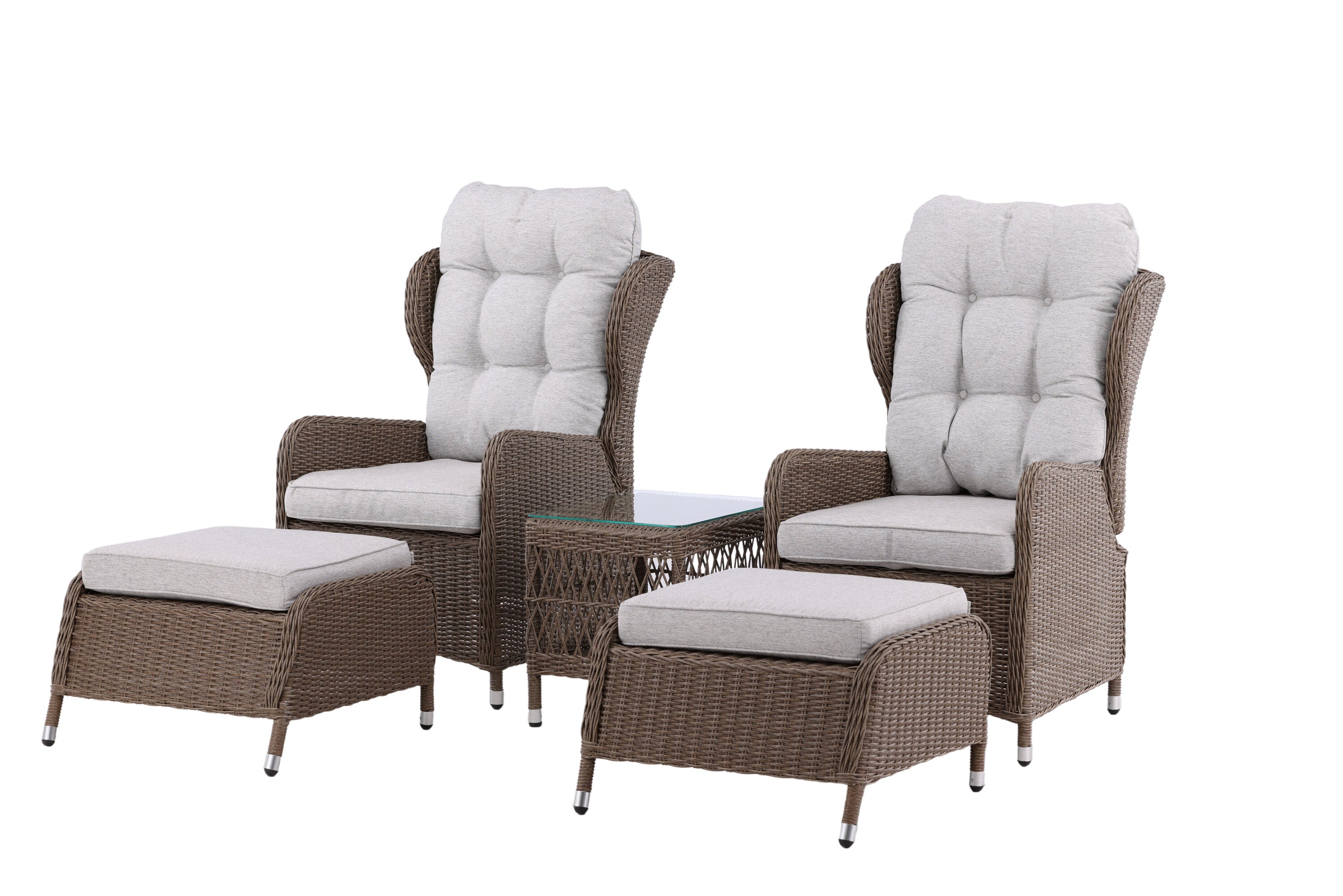 Ensemble lounge de jardin Lenox - en naturel avec dossier réglable