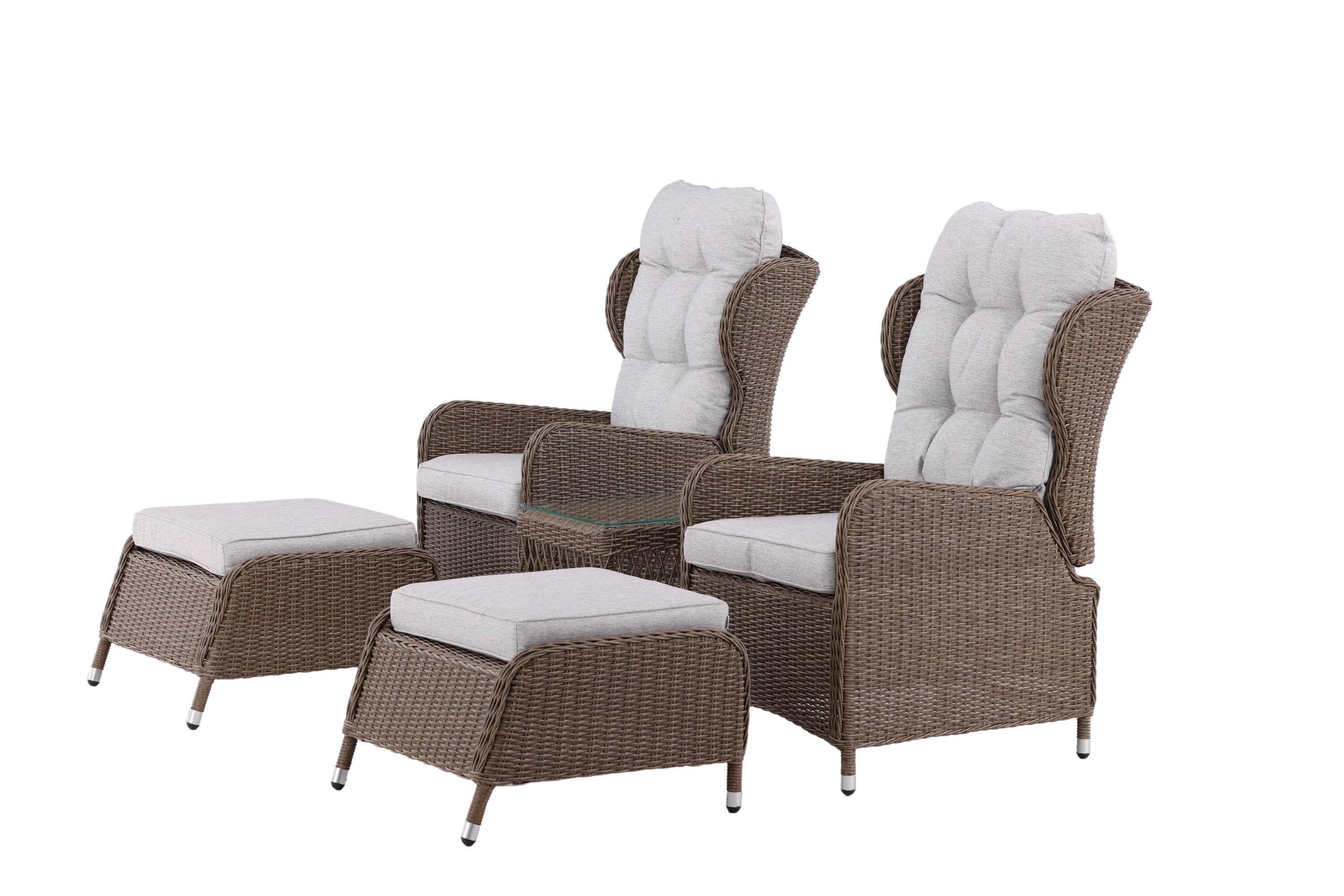 Ensemble lounge de jardin Lenox - en naturel avec dossier réglable
