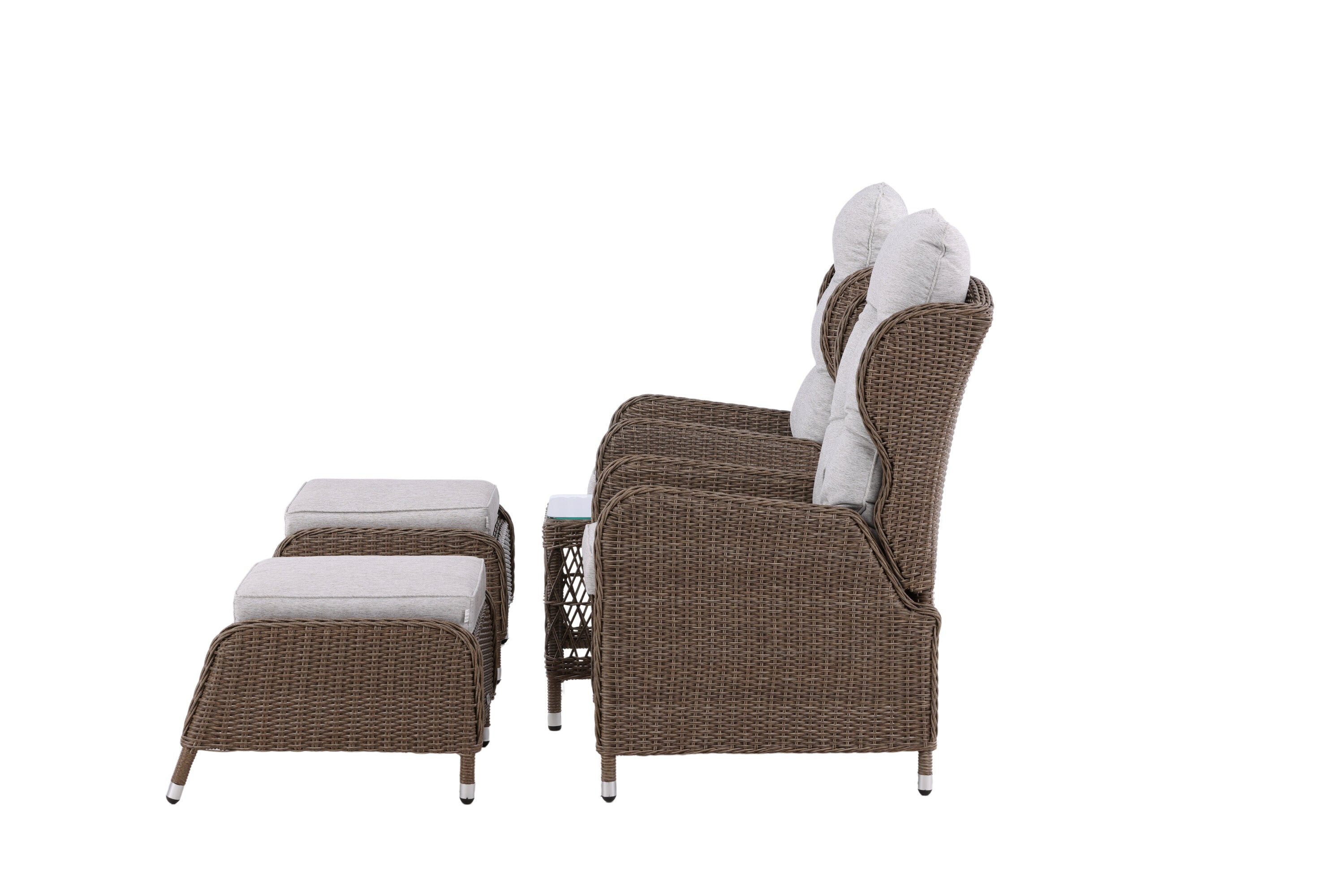 Ensemble lounge de jardin Lenox - en naturel avec dossier réglable