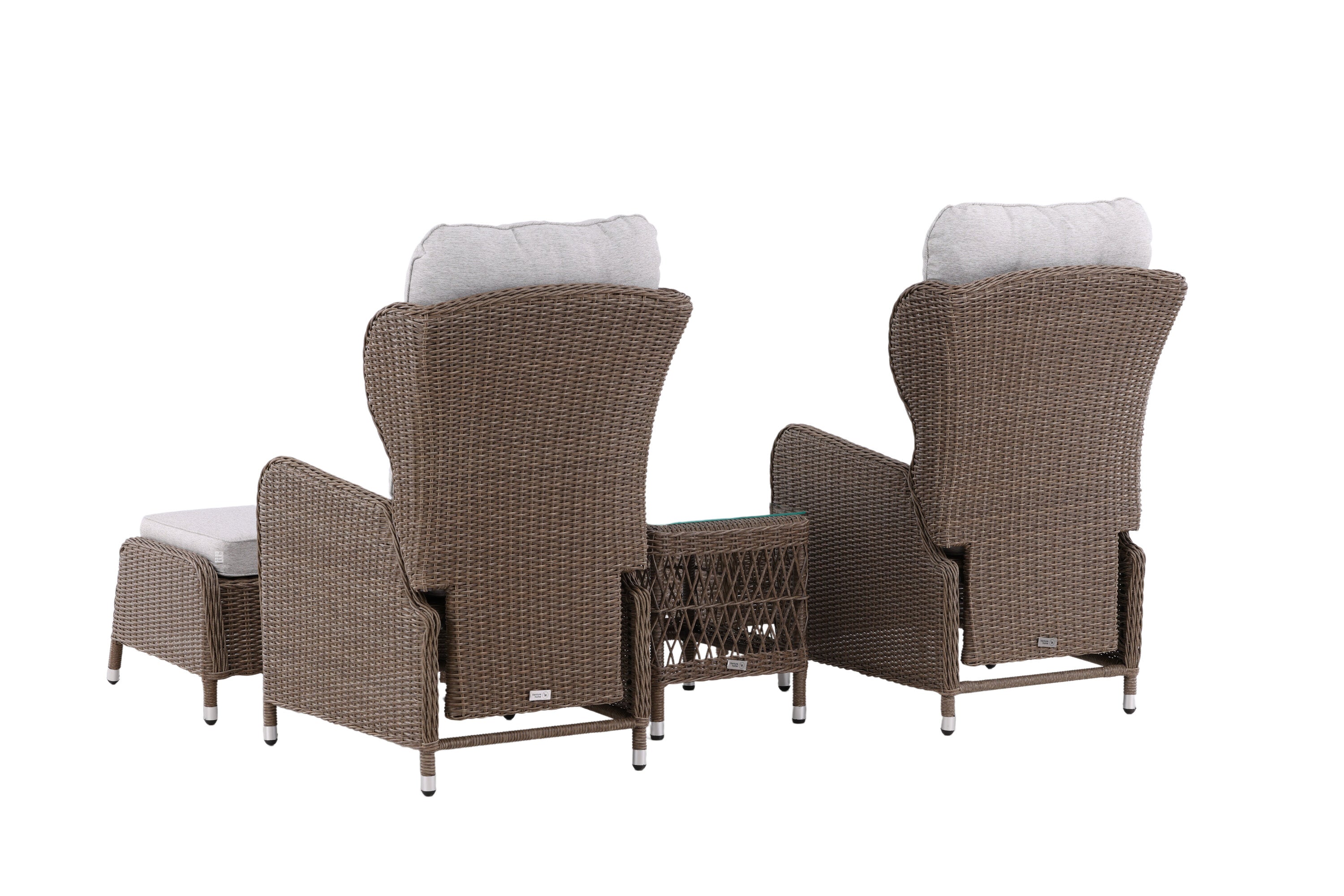 Ensemble lounge de jardin Lenox - en naturel avec dossier réglable