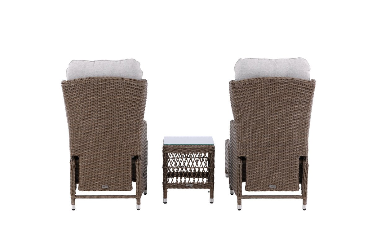 Ensemble lounge de jardin Lenox - en naturel avec dossier réglable