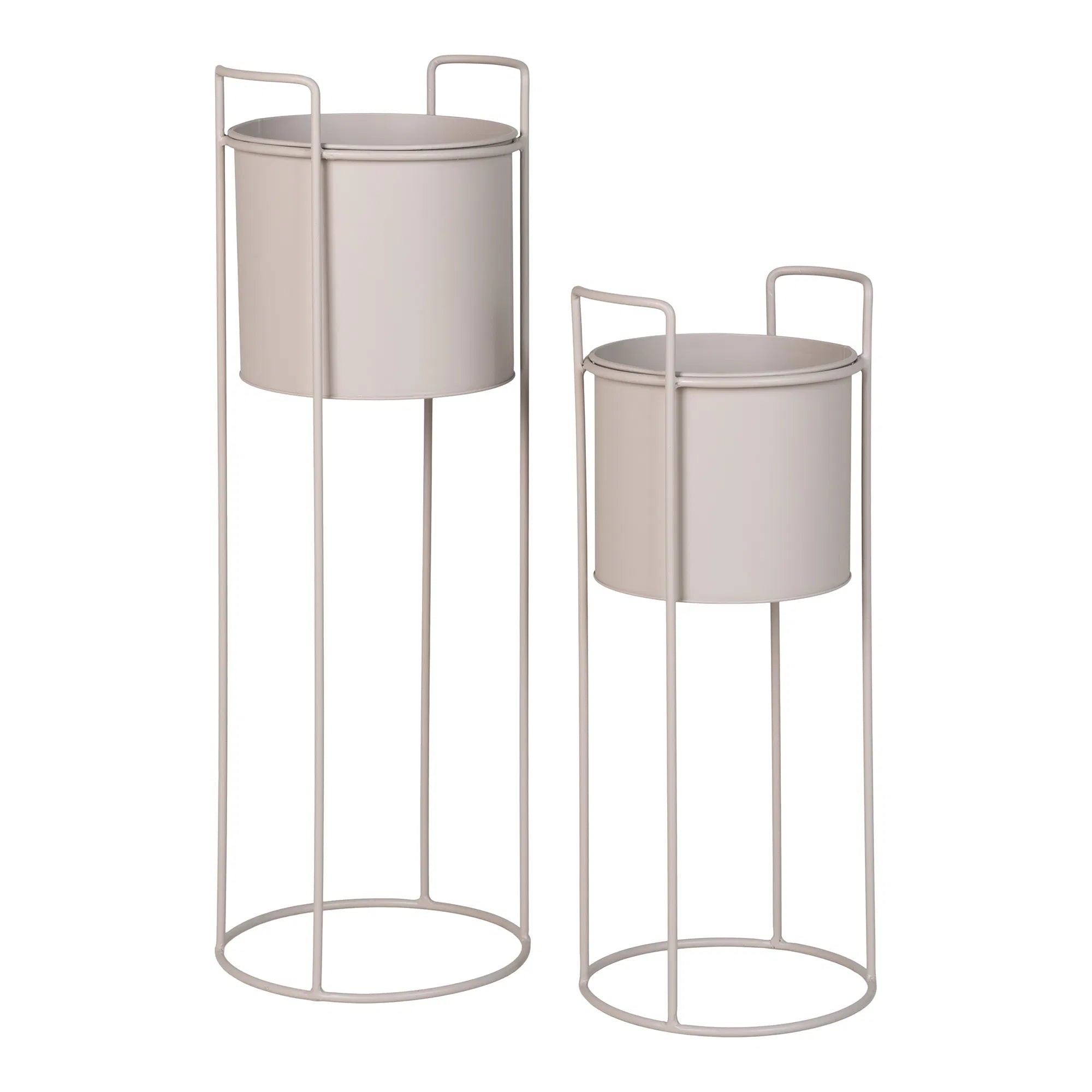 Bloempot „Salentino“ – zandkleurige staal-look in set van 2
