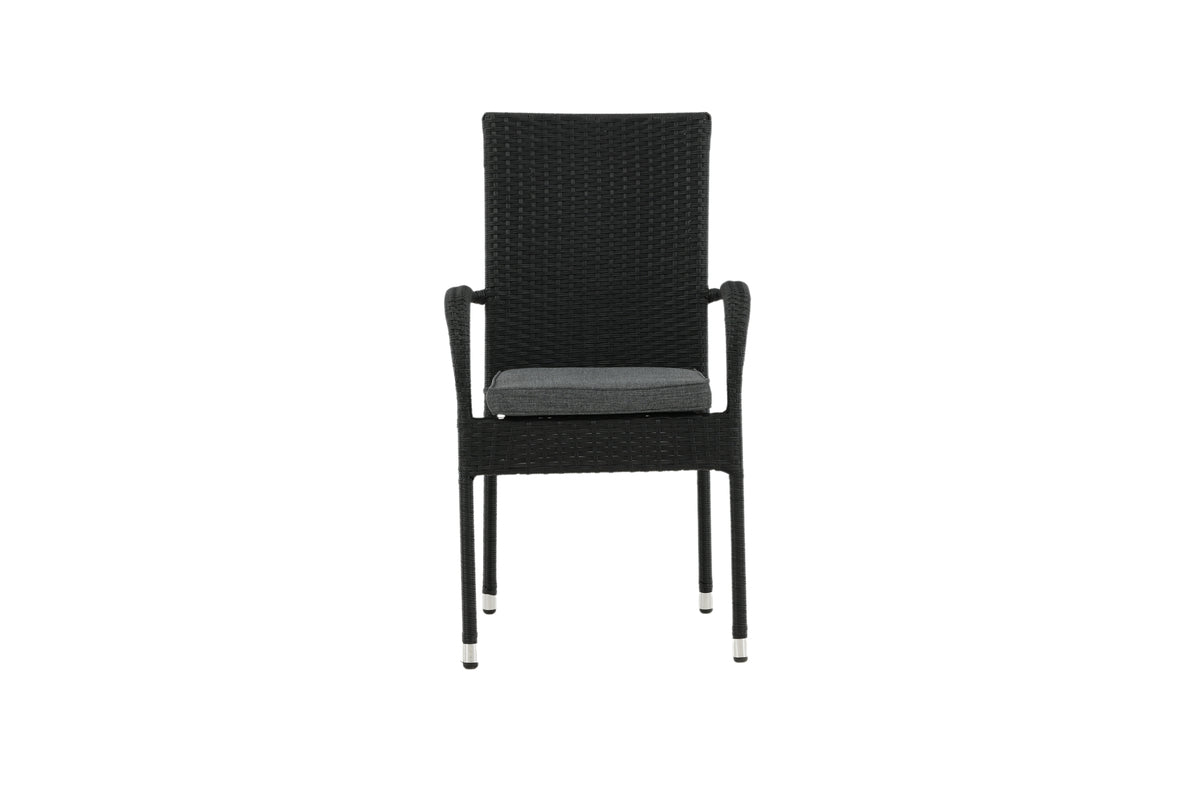 Ensemble de 2 - Chaise de jardin Emma en rotin en Noir, Gris