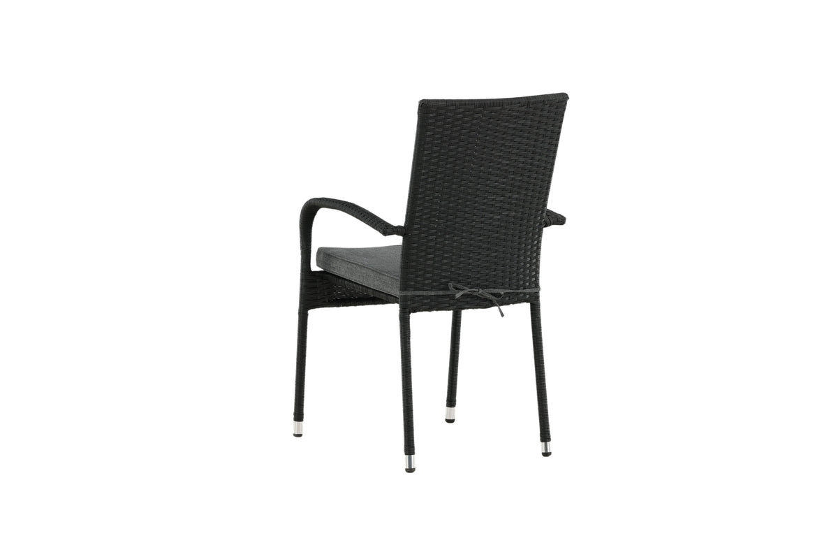 Ensemble de 2 - Chaise de jardin Emma en rotin en Noir, Gris