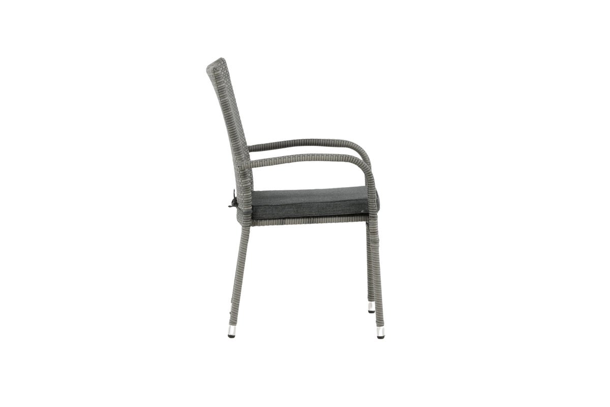 Ensemble de 2 - Chaise de jardin Emma en rotin en Noir, Gris