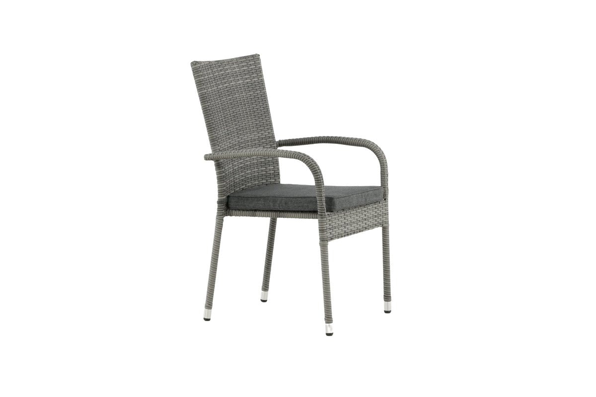 Ensemble de 2 - Chaise de jardin Emma en rotin en Noir, Gris