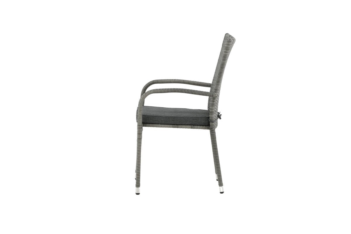 Ensemble de 2 - Chaise de jardin Emma en rotin en Noir, Gris