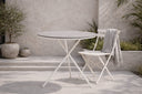 Gartentisch Malari - een ronde eettafel met Aintwood tafelblad en een metalen frame