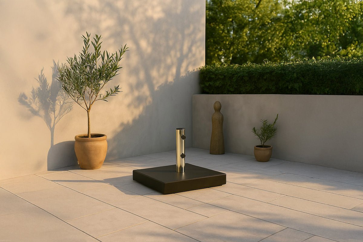 Pied de parasol de jardin Mauritius - en granit disponible en 3 couleurs