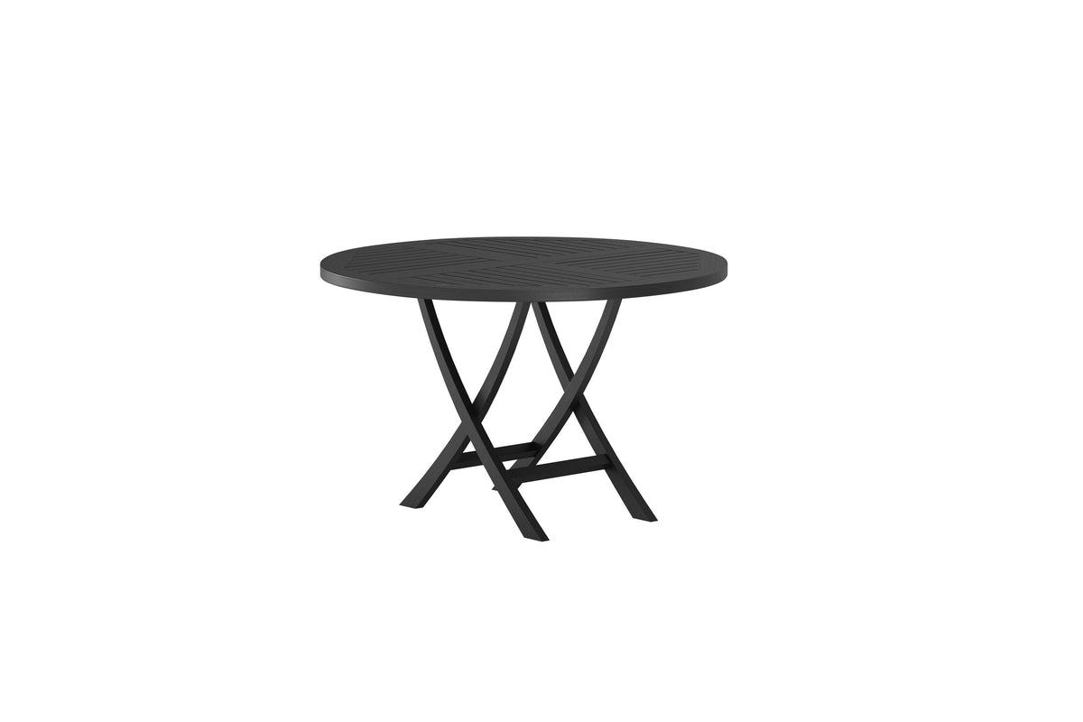 Table à manger de jardin Lunaro - Ø 120 cm en teck noir