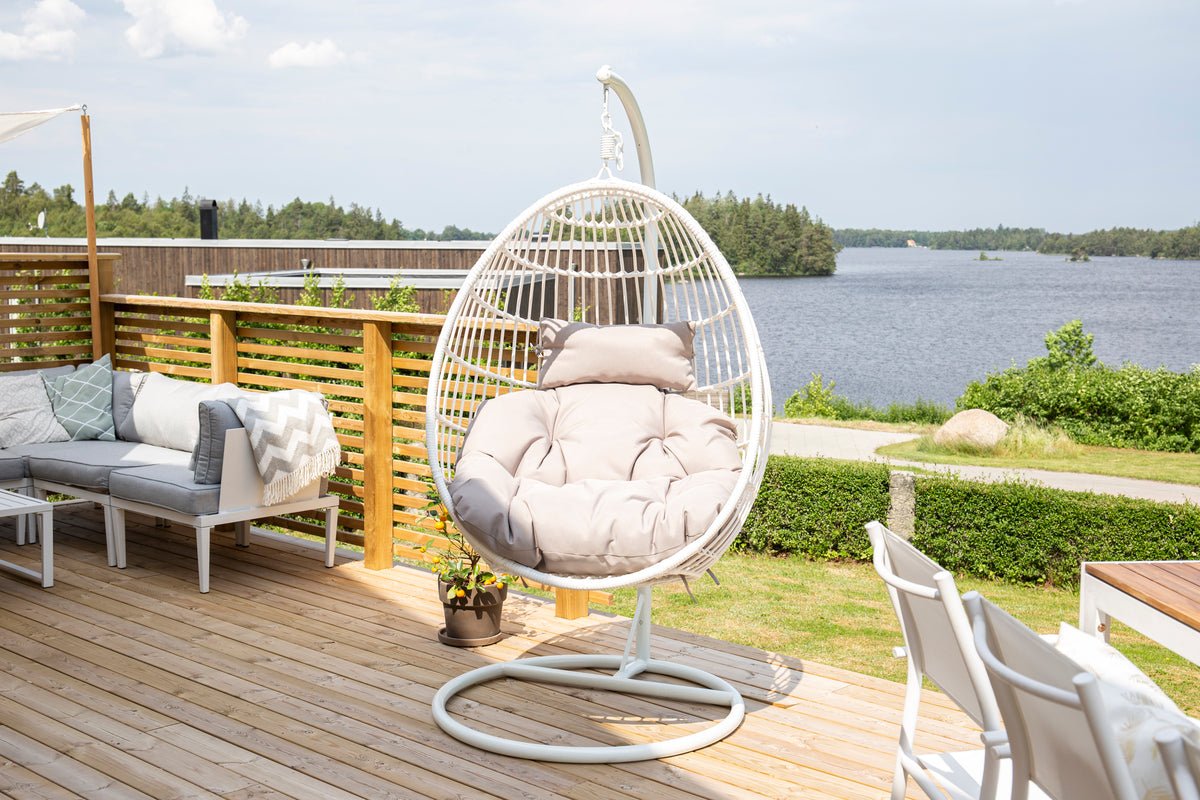 Fauteuil suspendu de jardin Vegas - en rotin/métal blanc