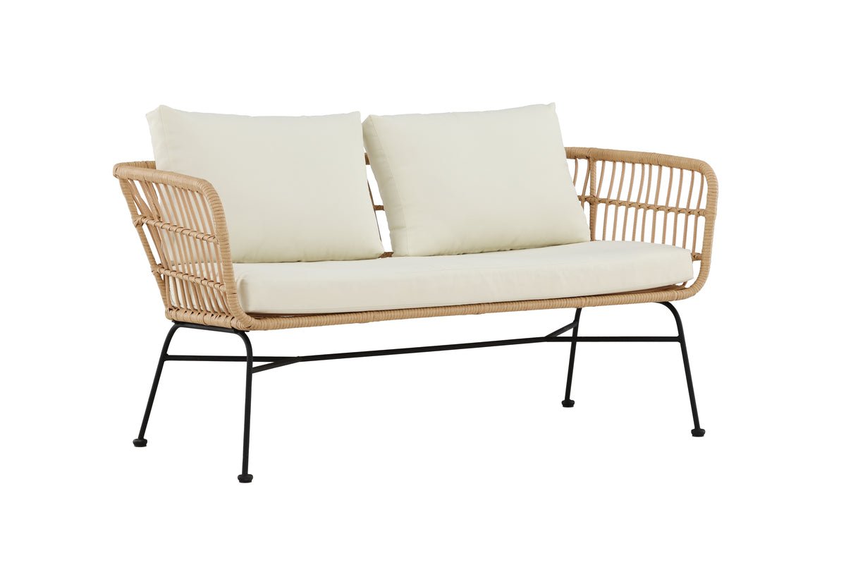 Banc de jardin Isolde - en aspect naturel ou Noir, coussin inclus