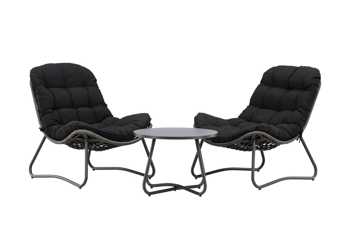 Ensemble lounge de jardin Carla – ensemble 3 pièces en anthracite avec fauteuils et table