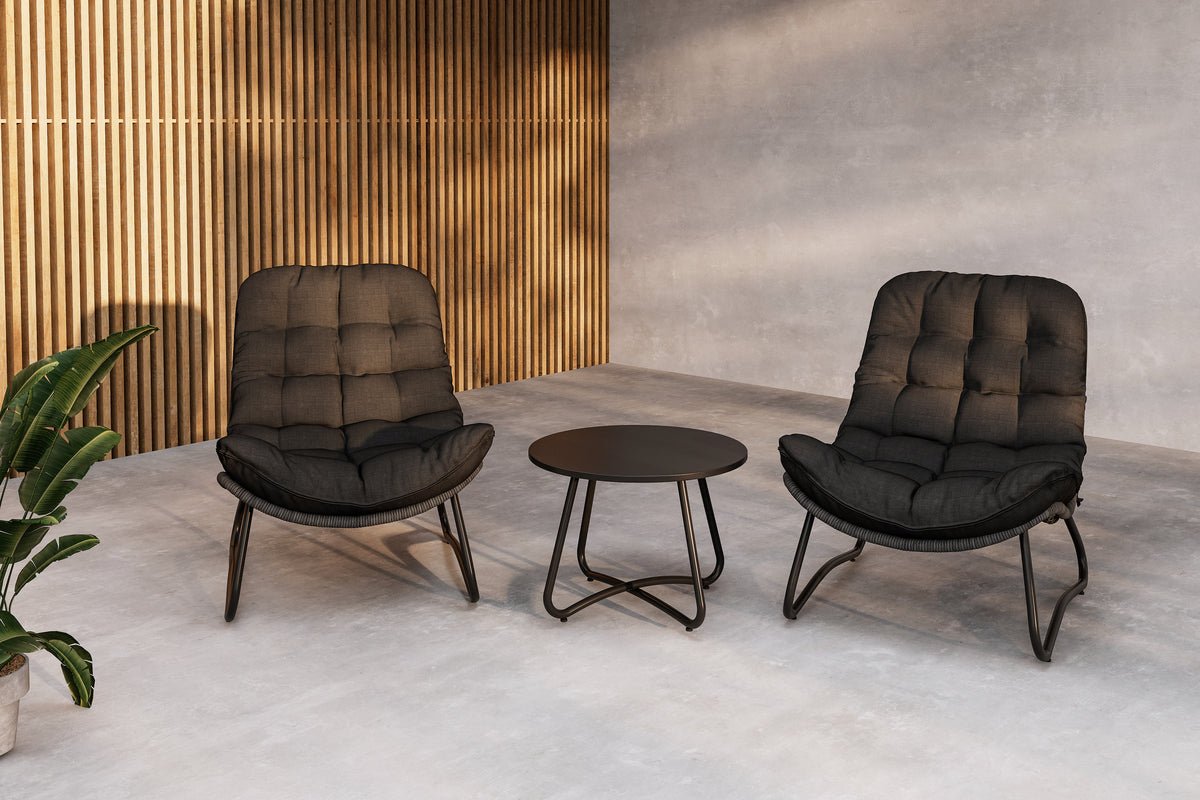 Ensemble lounge de jardin Carla – ensemble 3 pièces en anthracite avec fauteuils et table