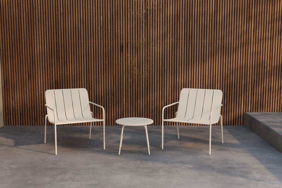 Tuin Loungeset Iverna – 3-delige set met ronde tafel en stoelen van staal