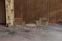 Garten Loungeset Aida – 2er Set in Beige mit rundem Tisch & Stühlen