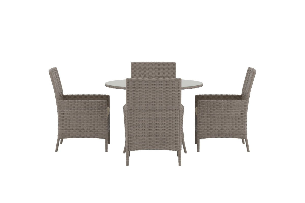 Ensemble repas de jardin Norimo – Set 5 pièces en rotin synthétique