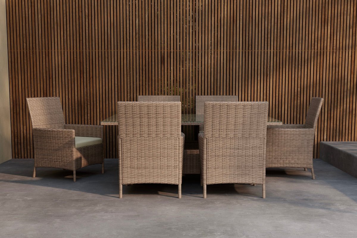 Tuin Eetgroep Vireta – 7-delige set van synthetisch riet