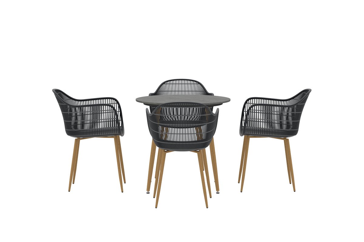 Ensemble de repas de jardin Solina – ensemble 5 pièces avec plateau de table en céramique